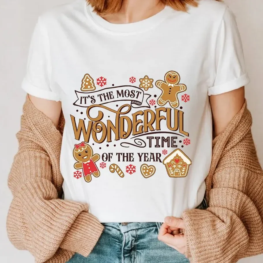 It's the Most Wonderful Time of the Year T-Shirts, Lebkuchen-Weihnachts-T-Shirt, süßes Urlaubsshirt, festliches Oberteil für Cookie-Liebhaber