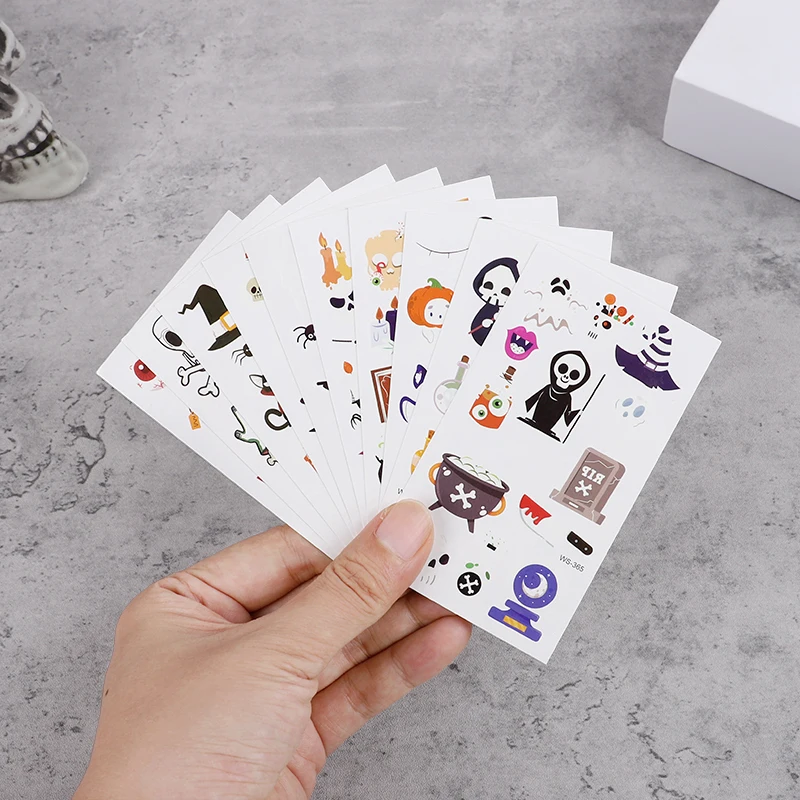 10Sheets Halloween Luminous Tattoo Stickers Ghost Pumpkin Kids Adults Halloween Party Decoration Glow In The Dark Supplies Gifts
