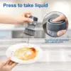 Leeseph Set of 2 Dish Brush with Soap Dispenser, Kitchen Dish Scrubbers Set with Draining Tray for Washing Dishes/Pots 3