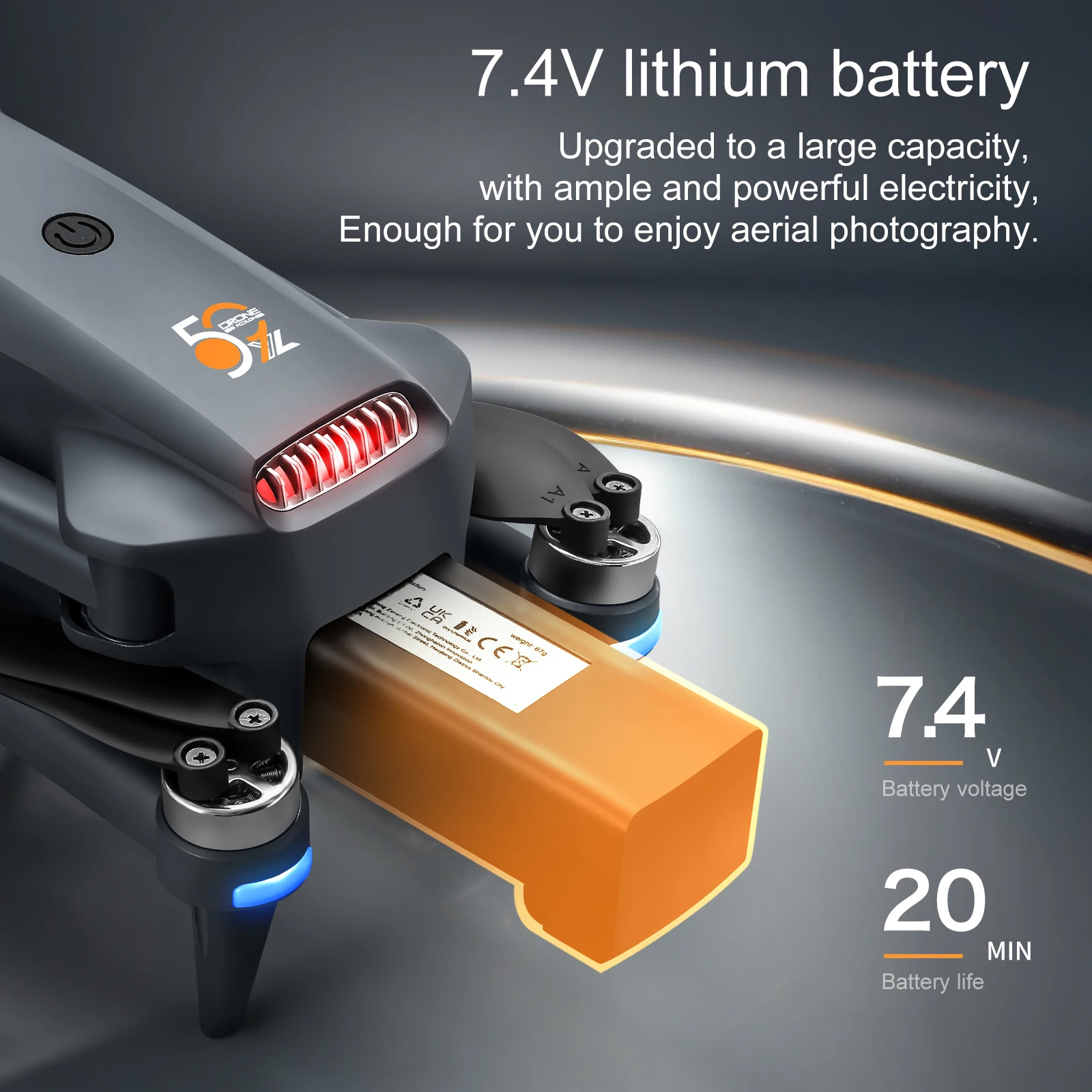Lot de trois batteries drone YL059 7.4V 1300mAh alignées, pièces de rechange pour quadrirotor RC.
