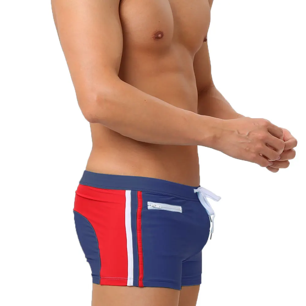 Mens Swimwear Push-Up Swimming Trunks Boxer Pocket Breathable Swim Suit Speed Beach Shorts sunga