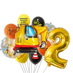 10-Piece Construction Vehicle Balloon Set for Boys' Birthday Party Decorations (Excavator 2 set)