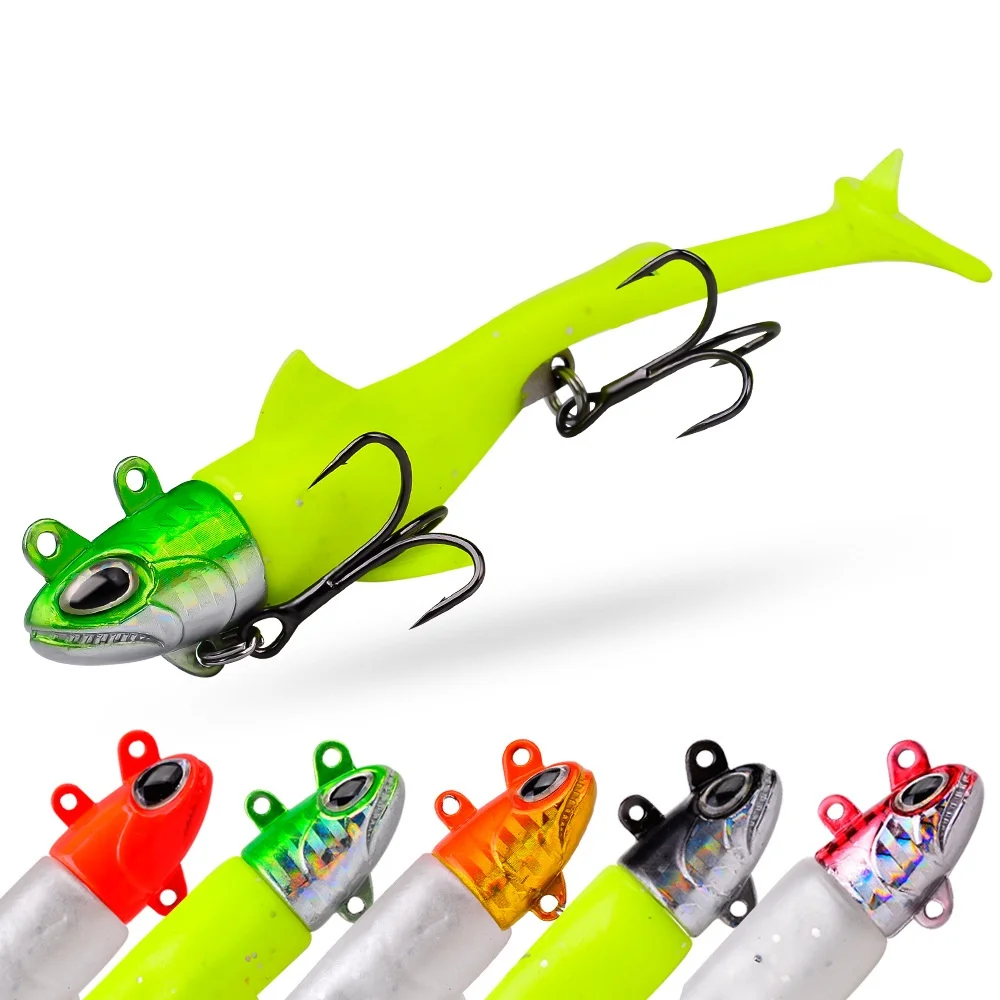 

012 T-tail Fish-shaped Lead-coated Fish Lead-headed Three-Anchor Hook Soft Fish long-range Lure Soft Bait Fake Bait Accesorios