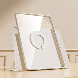 Premium Magnetic Transparent Tablet Case for Pro 12.9 6th 2022 (Cream colour)