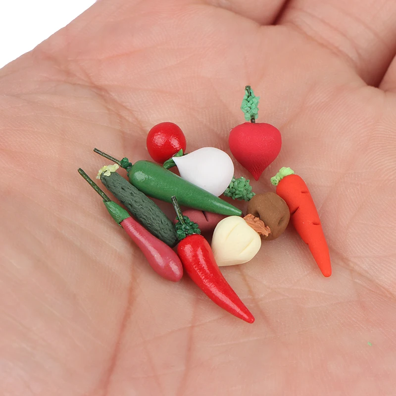 10Pcs 1/12 Miniature Vegetable Mini Carrot Radish Pepper Simulation Vegetable Dollhouse Food Doll House Accessories Ornaments 6