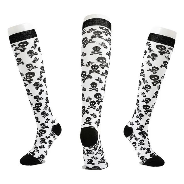 Varicocele Socks Compression Socks Christmas Halloween Skull Bone Bat Tooth  Men's Sports Stockings Cycling Running Nurse Gift