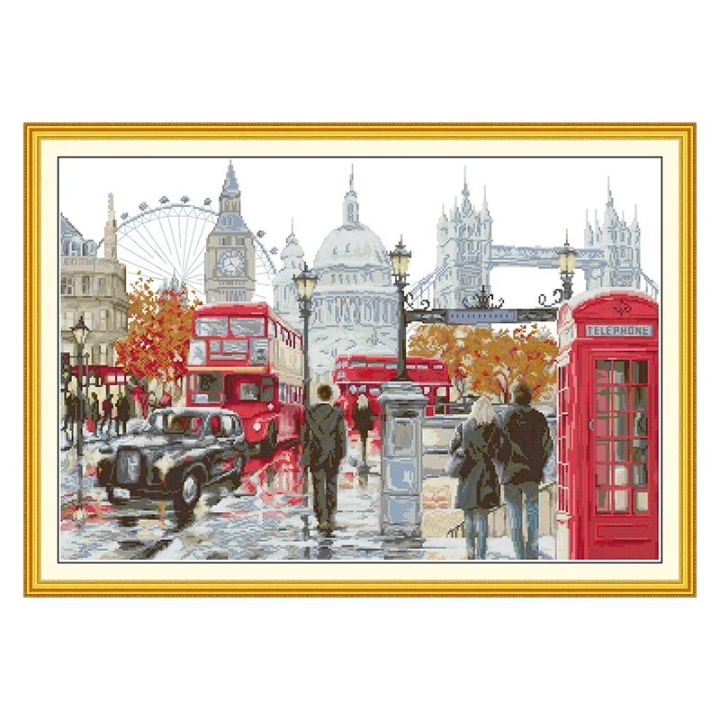The Streets of London Patterns Counted Cross Stitch Set DIY 11CT 14CT 16CT Stamped DMC Cross-stitch Kit Embroidery Needlework