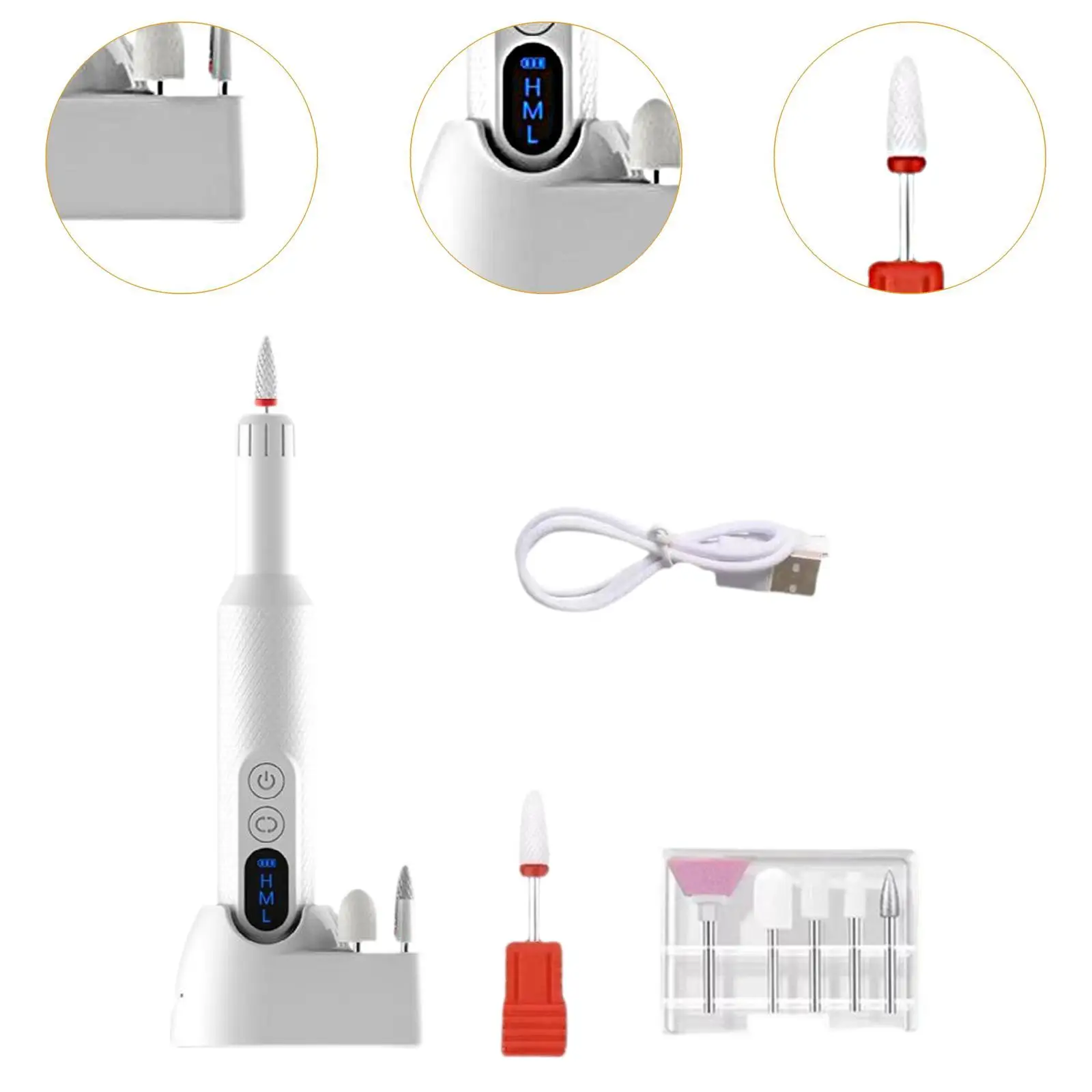 전기 네일 파일 키트, USB 충전식 전문 연마기 매니큐어 도구, 매니큐어 제거용 네일 샌딩기, 홈 살롱 사용