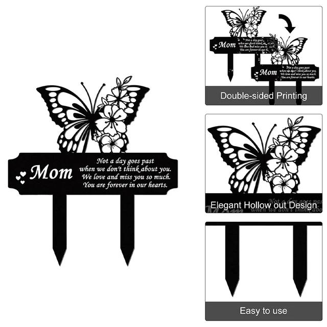 Fekete Sírkő Vas Szimpátia Sír Dekorációk Szabadban A Hátsó Udvar Pillangó Kerti Plakk Markerek Emléktáblák Gyep - Image 5