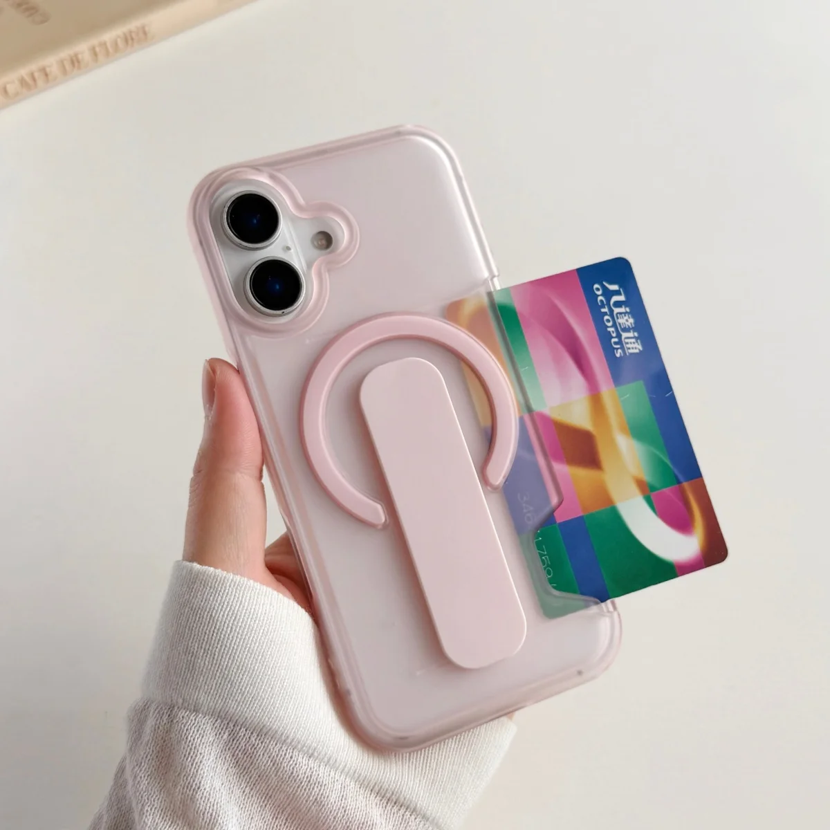 حافظة هاتف فاخرة شفافة غير لامعة مع حامل بطاقة لهو...