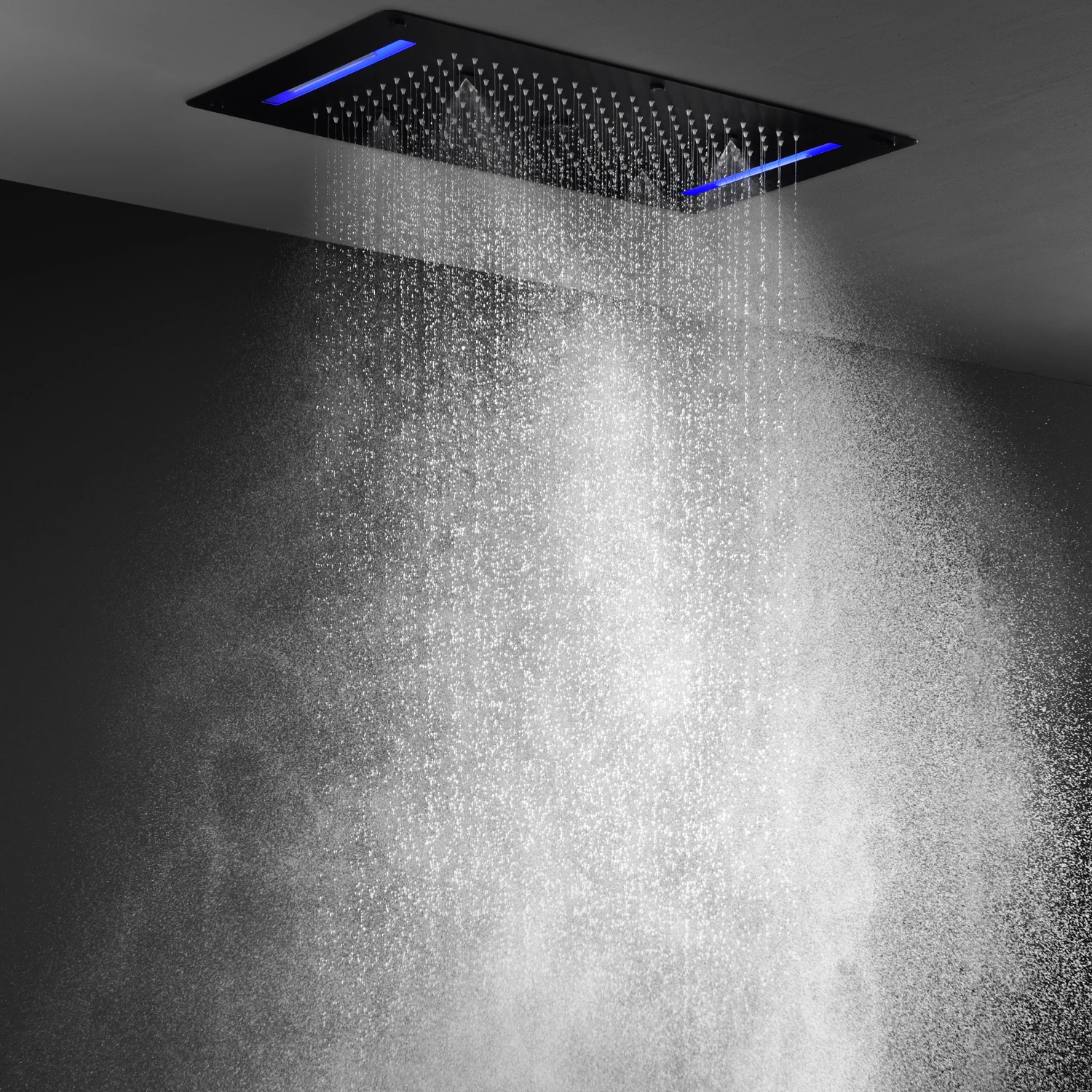 

Bathroom Accessories Matte Black Shower Head 380*700MM 4Functions Showerhead Panel Colorfule LED Faucets System