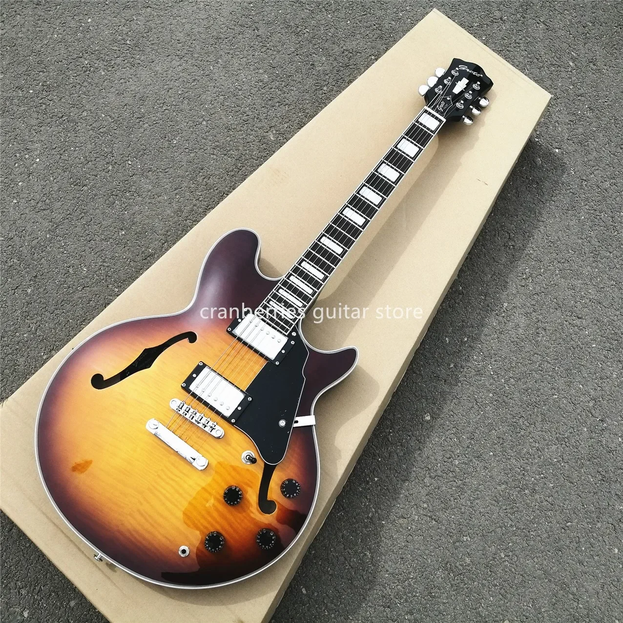 

Grote 501 jAZZ electric guitar,Sunset color 6 strings guitar,top quality,hollow body,,free shipping