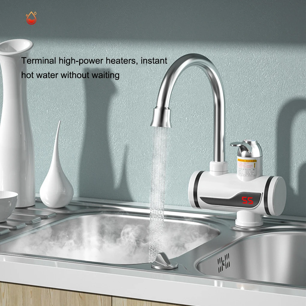 Electric Faucet LED IPX4 Waterproof Tap Bathroom Mixer Fast Heating Water Heater 220V/110V Sprayer Side Inlet EU Plug