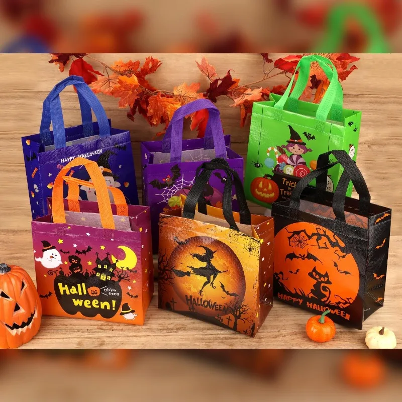 Colorful Non Woven Halloween Treat Bags for Kids Party Favors