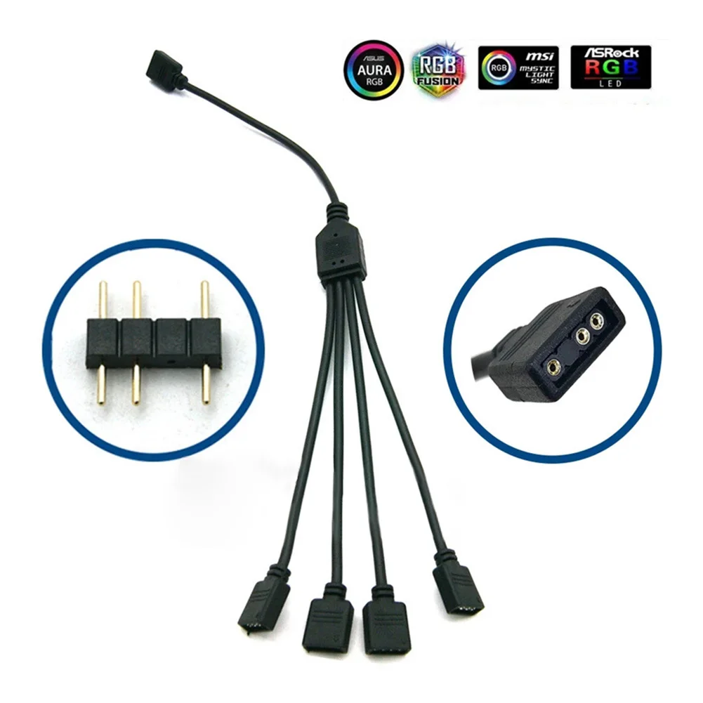 kdjsic Cavo di prolunga ARGB 5V 3 Pin Adattatore Splitter Scheda Madre Aura MSI per Striscia Luminosa aloni 5V