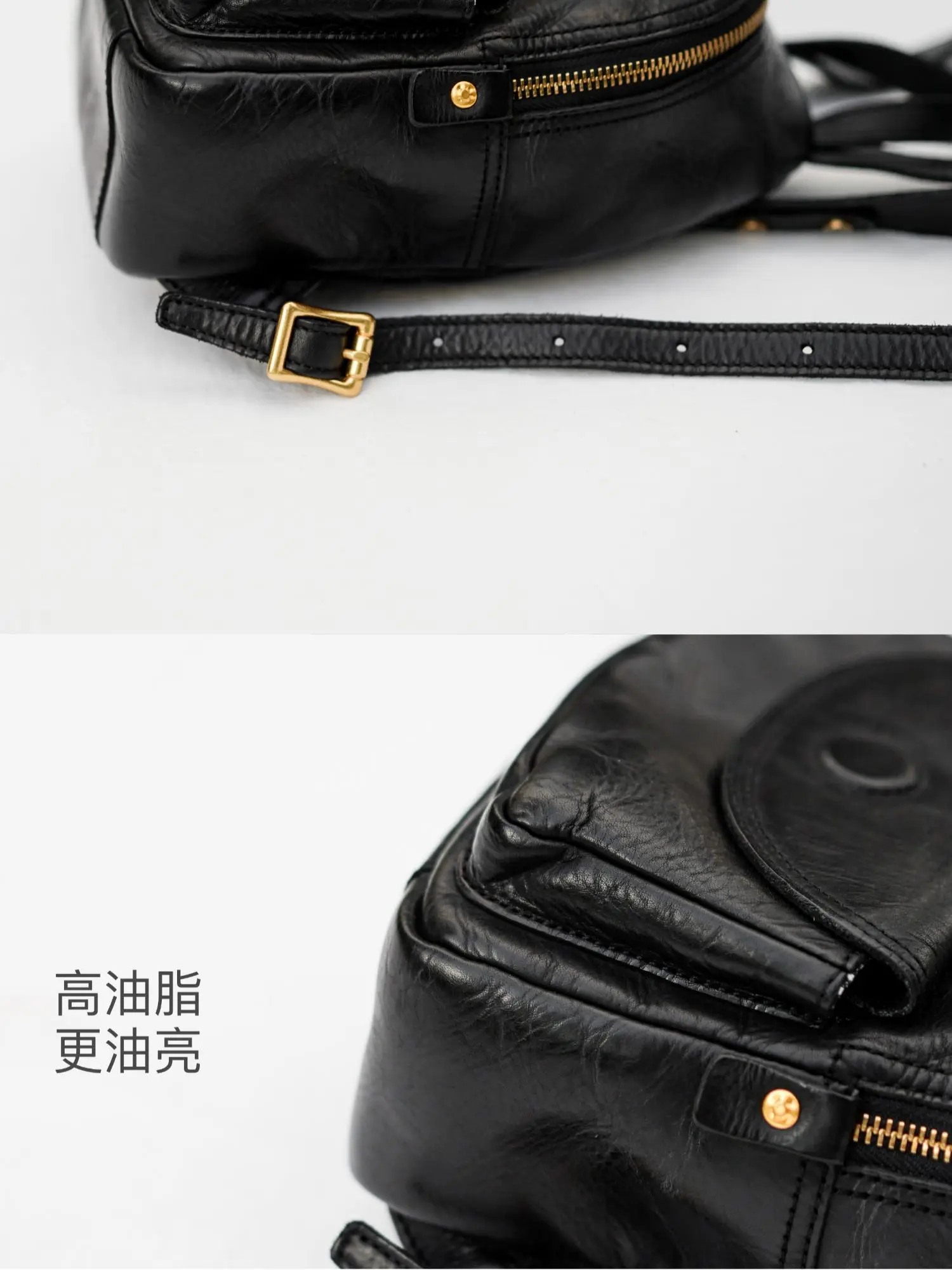 Modischer, lässiger, handgefertigter kleiner Rucksack aus Rindsleder der ersten Schicht für Damen, Wochenende, Outdoor-Reisen, Vintage-Luxus-Rucksack aus echtem Leder – Detail 16