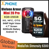 Ulefone Armor Mini 20 Pro هاتف متين 8GB + 256GB 4.7 بوصة 64MP كاميرا ليلية أندرويد 14 MTk الأبعاد 6300 5G NFC الهاتف المحمول 1