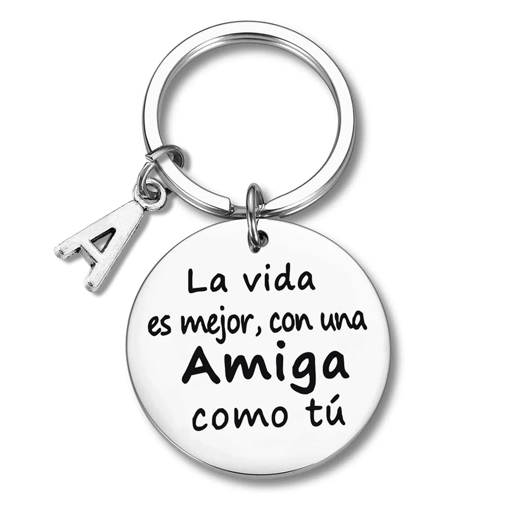 2022 New Spanish Amiga Keychain Best Friend Gift For Men, Friendship Keychain, Birthday Gift, Keychain For Girls Stainless Steel