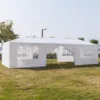 10'x30' Outdoor Patio Wedding Party Tent Heavy Duty Canopy Tent Gazebo, Waterproof UV Protection Tent with Spiral Tubes White 1
