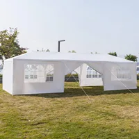 10'x30' Outdoor Patio Wedding Party Tent Heavy Duty Canopy Tent Gazebo, Waterproof UV Protection Tent with Spiral Tubes White 1