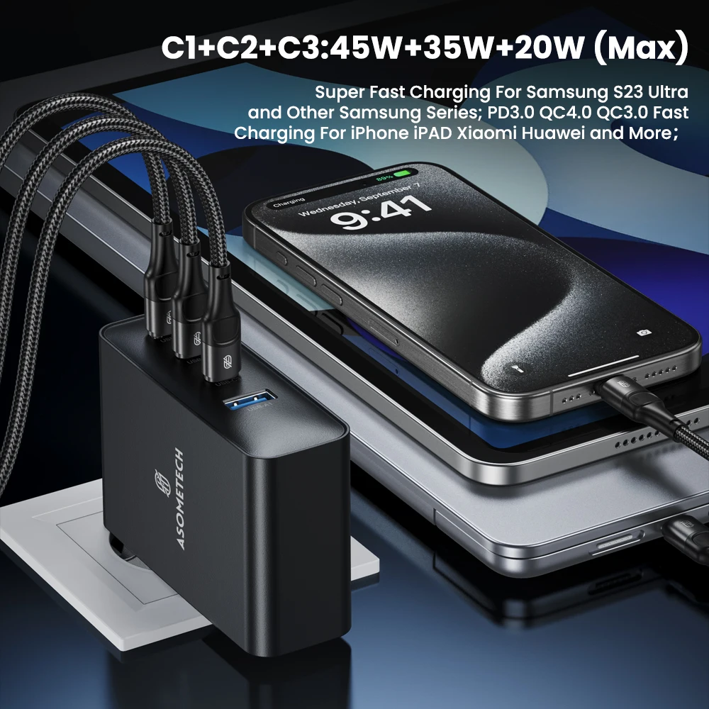 Фото Зарядное устройство сетевое с USB Type-C и поддержкой быстрой зарядки, 100 Вт №4
