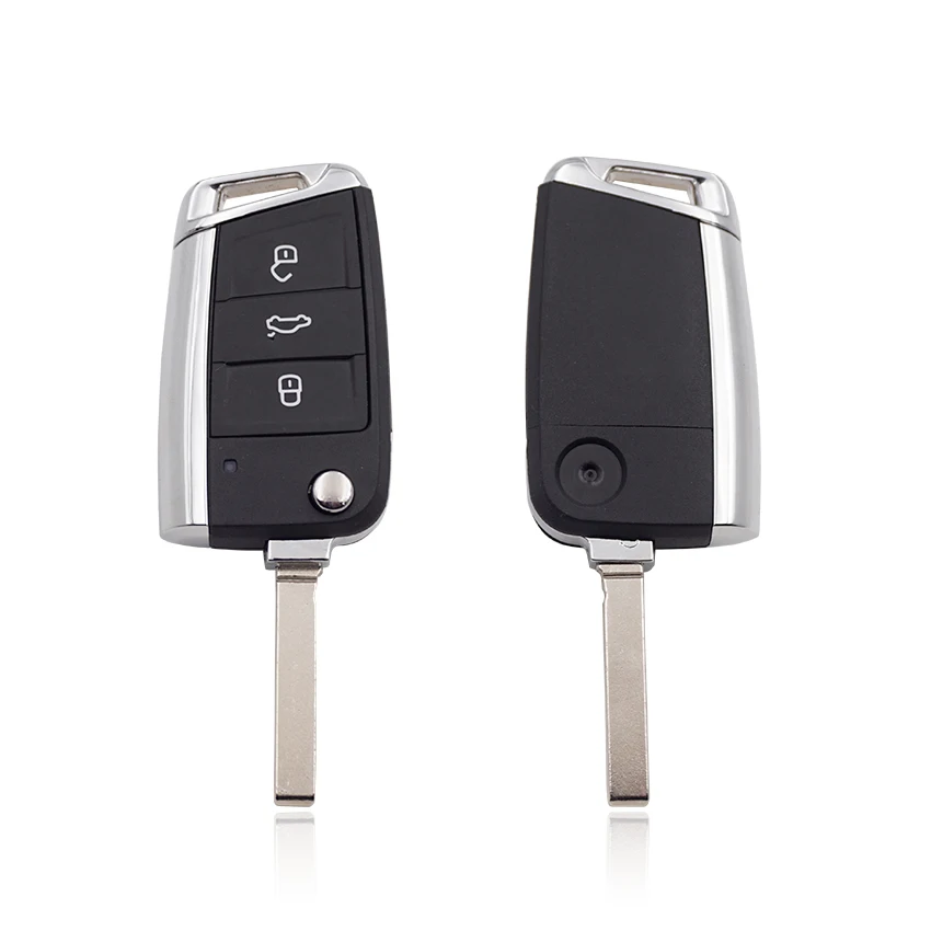 Cocolockey for VW Key Case Shell for VW MQB Gollf 7 Skoda Octavia A7 Seat Folding Car Key Uncut HU162T Blade 3 Buttons