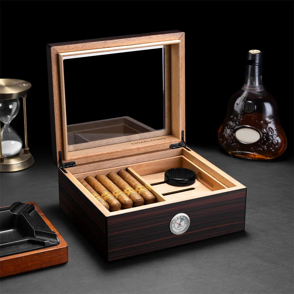 Sdab1b0b8c11d45c4adbe37bad0d4b826L Zigarrenhumidor aus spanischem Zedernholz mit großer Kapazität