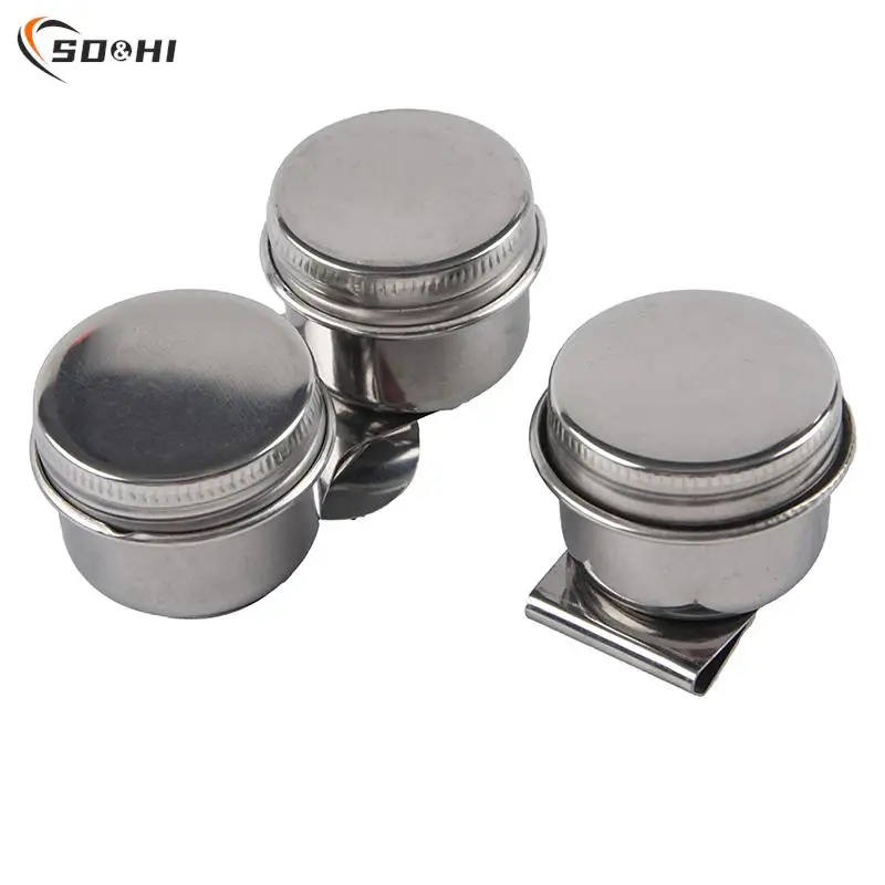 

1 PC Tools Stainless Steel Art Supplies Easy Clean Drum Shape Student Painting Oil Pot School Palette Single Double Hole