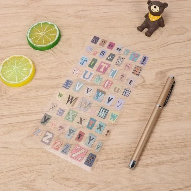 6 blätter/lot Englisch Alphabet Anzahl Retro Aufkleber Album Tagebuch Dekoration DIY Dekorative Aufkleber Handgemachte Aufkleber Scrapbooking – Detail 4