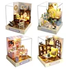 DIY Miniature Dollhouses Mini House Model Kits with Furniture and Led Lights 1