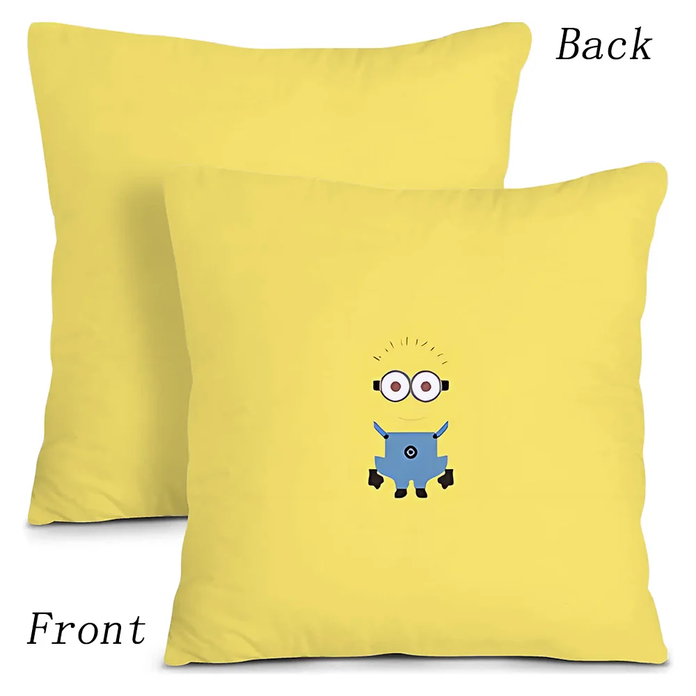 Anime Minions Kawaii Pillow Covers Cartoon Sofa Decorative Home Double-sided Printing Short Plush Cute Cushion Cover 4