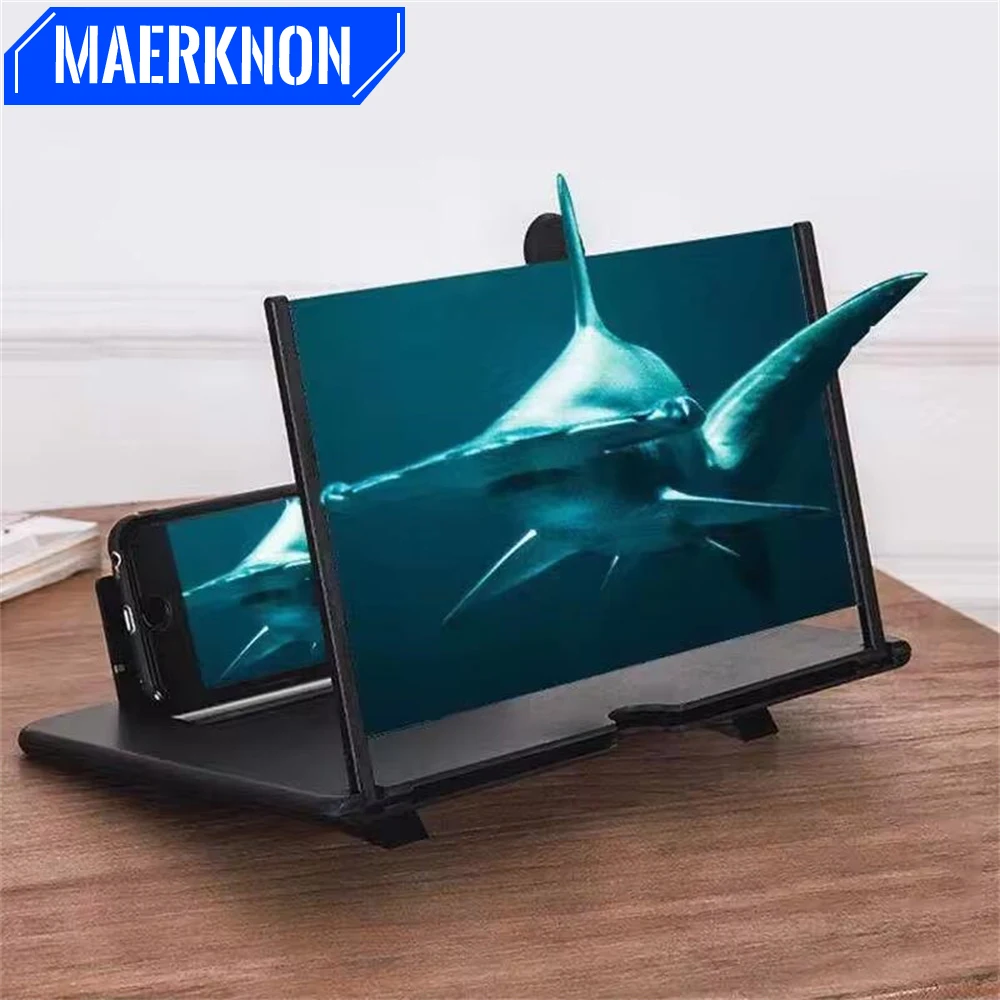 Portable 12 Inch Phone Large Screen Amplifier 3D Magnifying Glass Holder HD Mobile Phone Screen Video Magnifier Bracket Phone Screen Amplifier