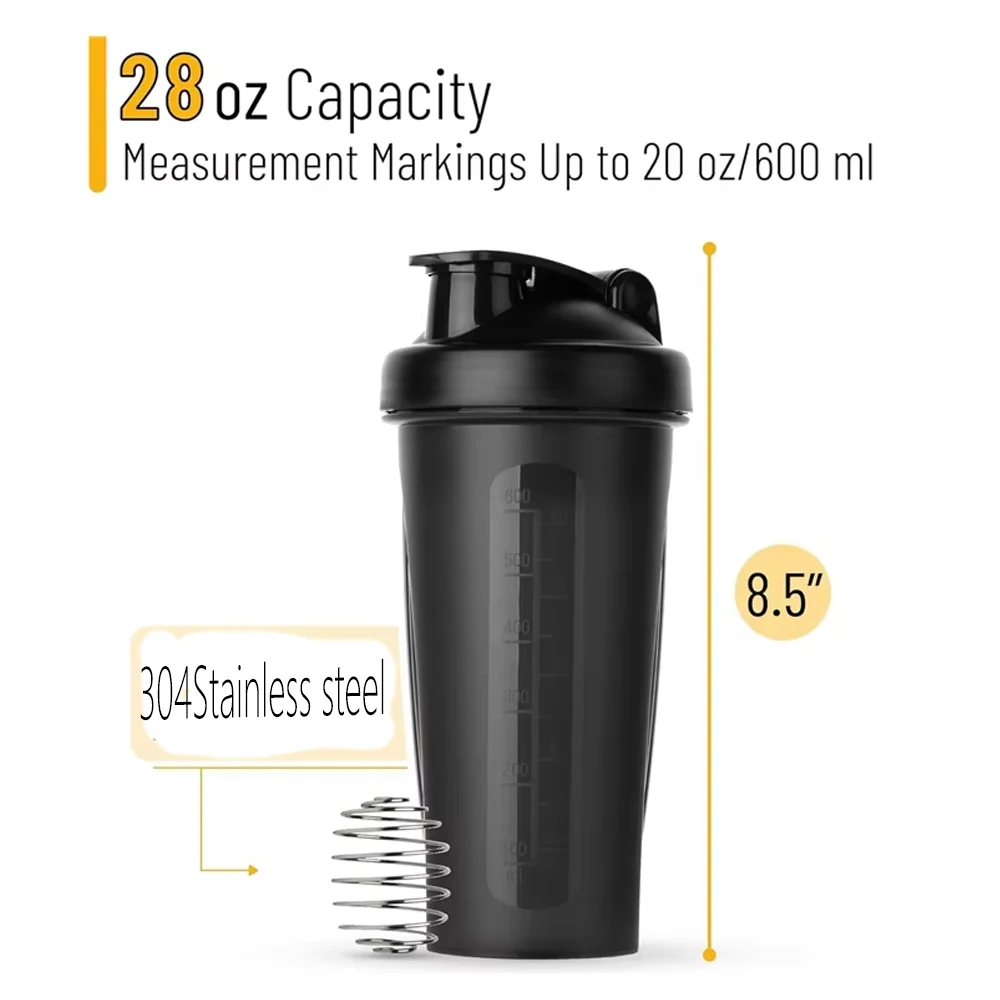 Shaker Bottle 600ml Shaker Bottle 20oz Protein Shaker Plastic Bottle Portable Fitness for Fitness Enthusiasts Athletes