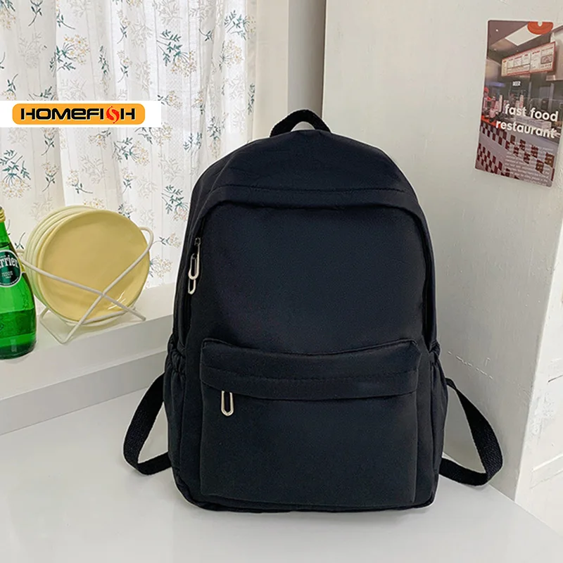 HOMEFISH Simple Solid Color Lightweight Backpack Multifunctional Casual Daypack for High School Students School Travel Daily Use