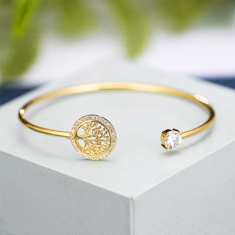 Crystal Bracelet Fashion Zircon Life Tree Bracelet Adjustable Bracelet Zircon Bracelets for Women Life Tree Jewelry Birthday Anniversary Gift