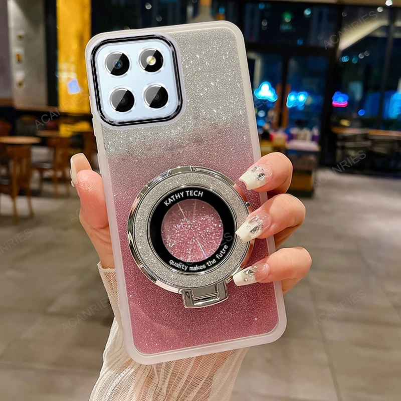 Glitter Clear Silicone Soft Case with Magnetic Bracket Cover