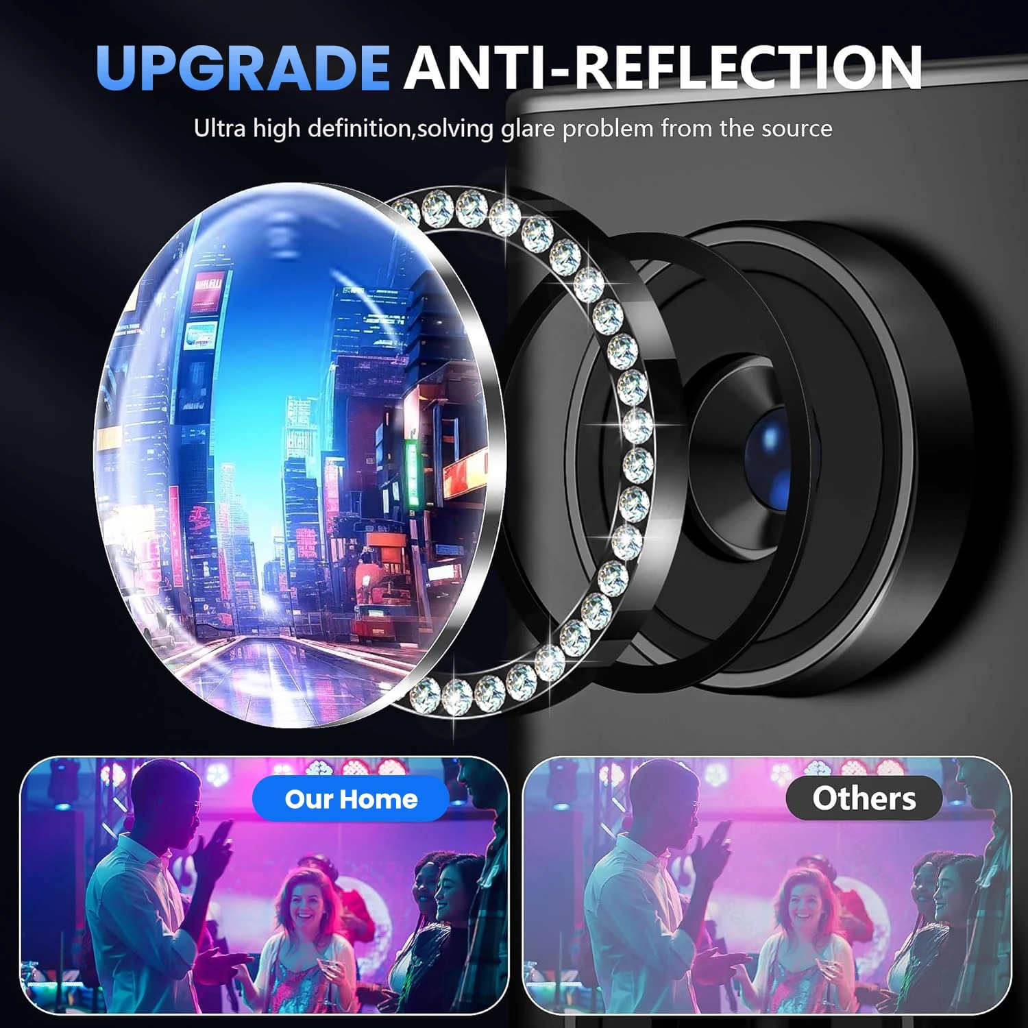 Luxury Diamond Metal Ring Camera Protector Case