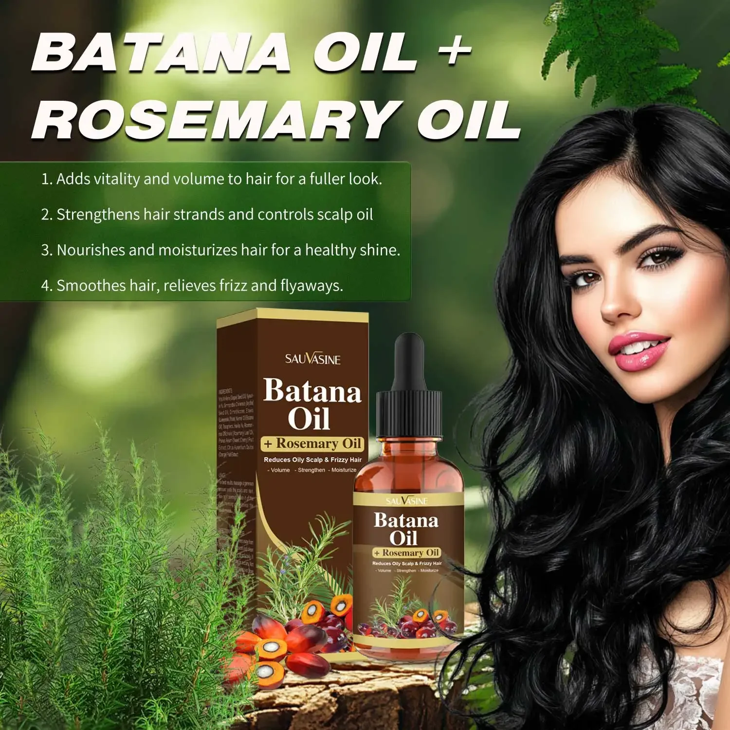 Batana Oil with Rosemary for Hair Growth Reduce Hair Loss Organic Oil for Strengthening Scalp Moisturizing Care 30ML hair growth oil
