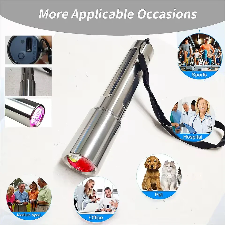 Wireless Rechargeable Infrared LED Flashlight for Convenient Pain Relief & Acne Treatment at Home