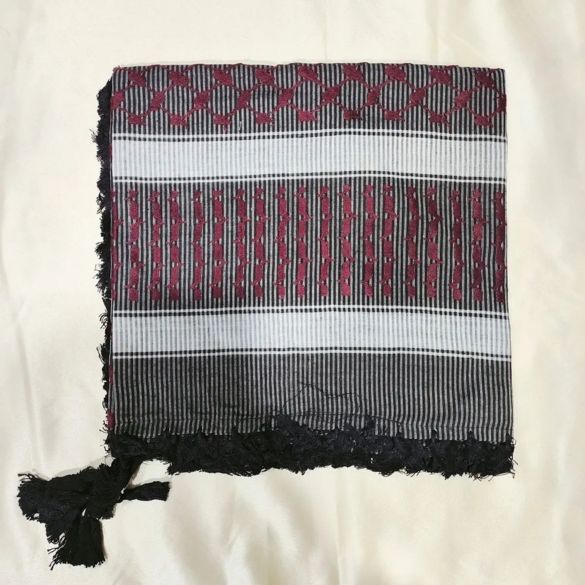 Freeshipping Turban Muslim Scarf For Men Hijab Kerchief Crochet Shawl Jewish Knit Headscarf Tassels Cotton Islam Pakistan Arab