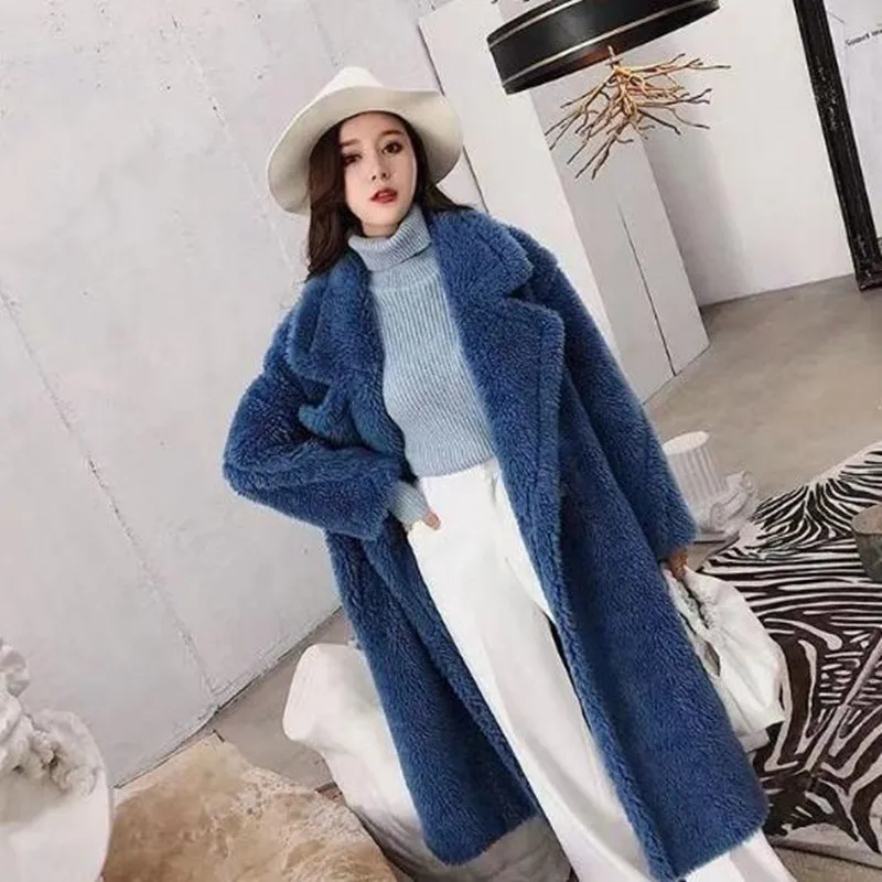Haining Iceland wool imitation sheep fleece coat women medium long Australian large grain imitation lamb winter thick coat