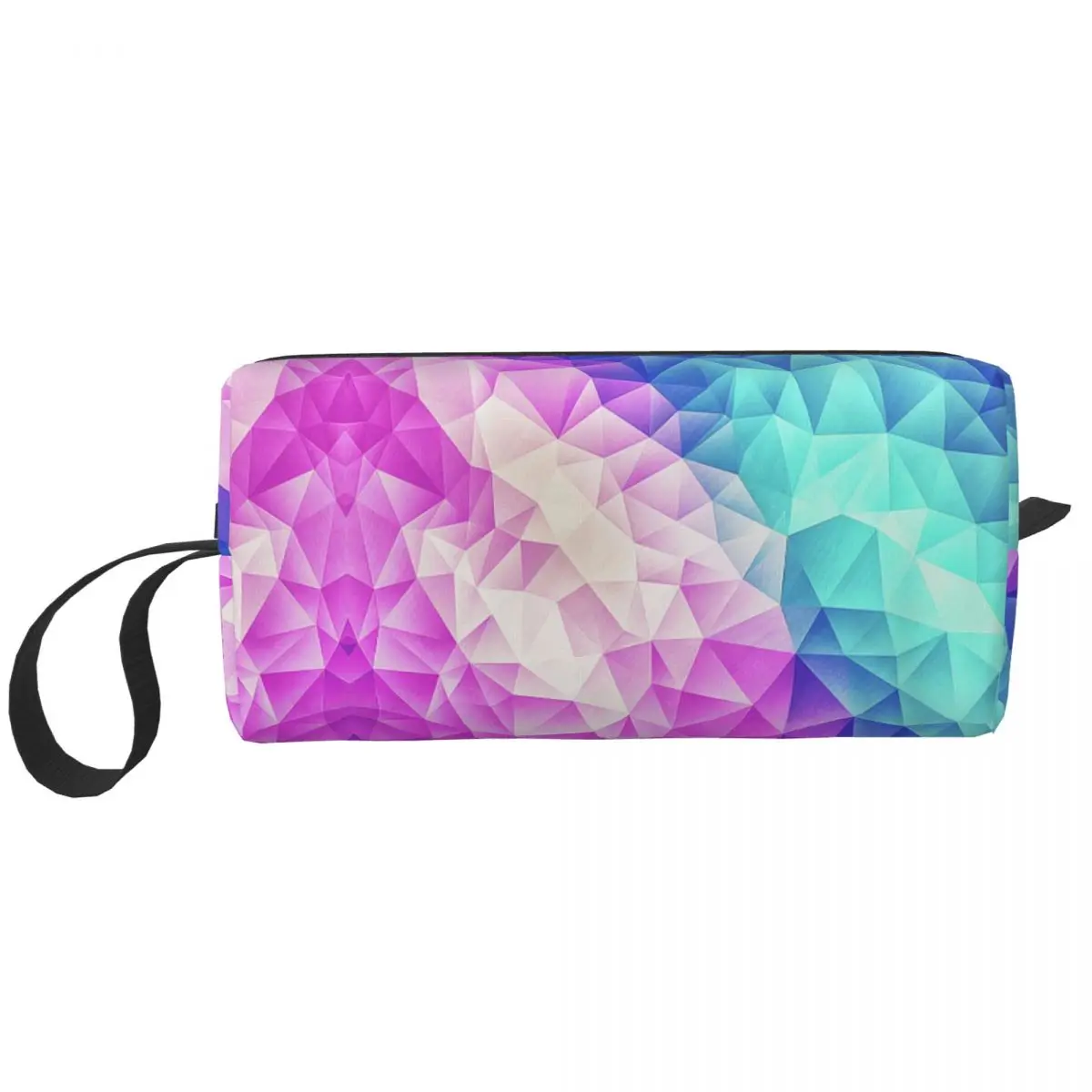 

Custom Crystal Cubism Travel Cosmetic Bag for Women Abstract Polygon Makeup Toiletry Organizer Ladies Beauty Storage Dopp Kit