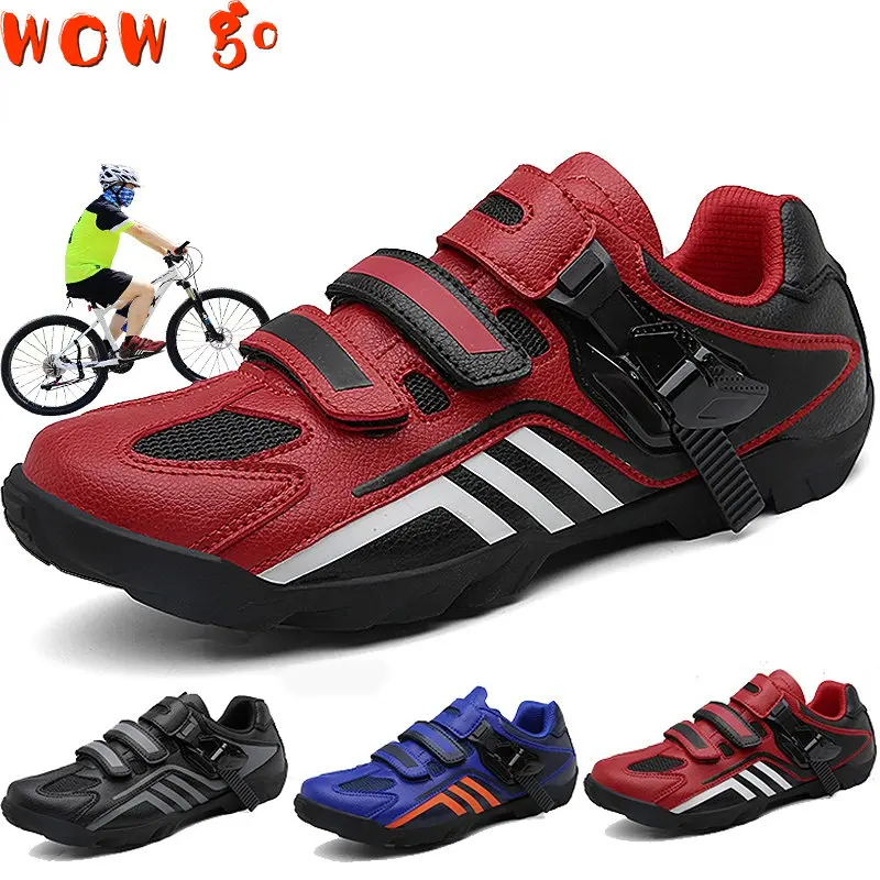 

2023Non Cleat Cycling Shoes Leather Sneaker Flat Pedal Mtb Men Women Non Locking Mountain Bike Shoes Without Cleats Road Shoes