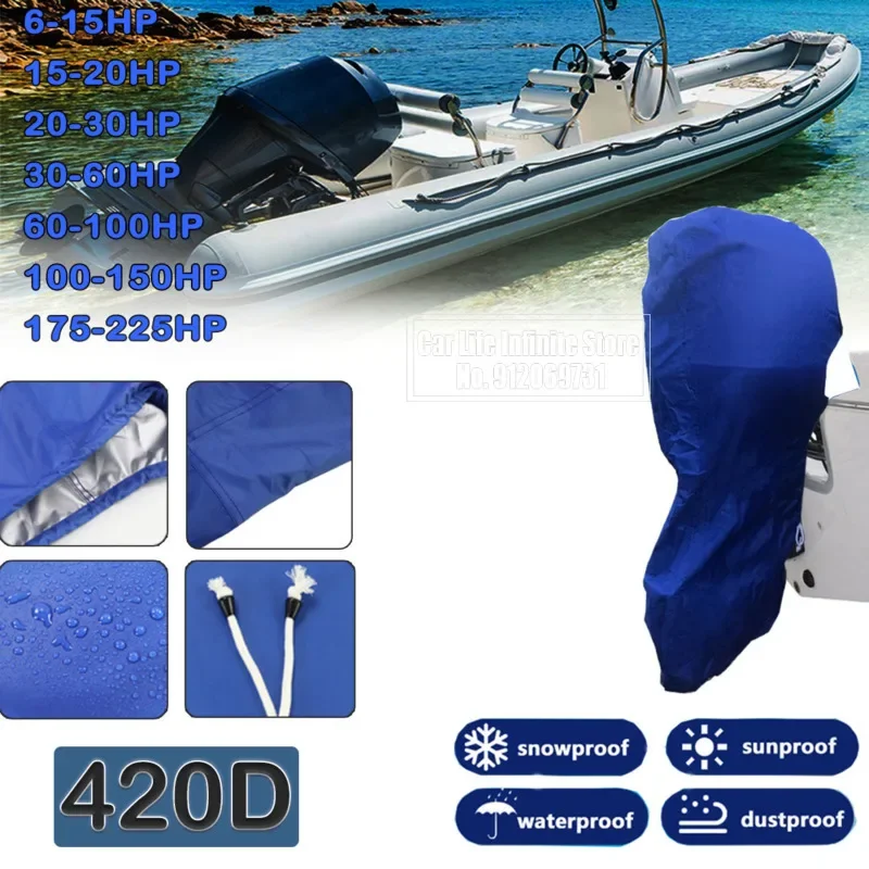 Boat Outboard Engine Cover Waterproof Sunshade Dust-proof Protection For 6-225HP Motor