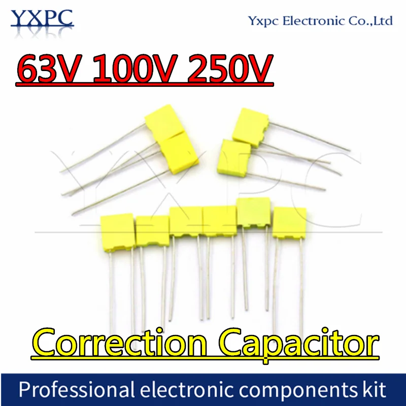 10pcs 63V 100V 250V Correction capacitor Polypropylene Safety Plastic Film 220nF 2.7nF 27nF 3.3nF   33nF 330nF 470pF 4.7nF 47nF 10pcs 630v223j high quality 5% 22nf pitch 10mm 223 630v 0 022uf cbb polypropylene film capacitor