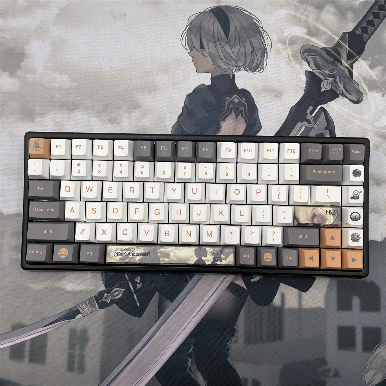 Nier Automata Teclado Mecânico 2b 128 Key Cap Pbt Dye Sublimação Cherry mx Interruptor do Eixo Cruz Capa Keycap Presente