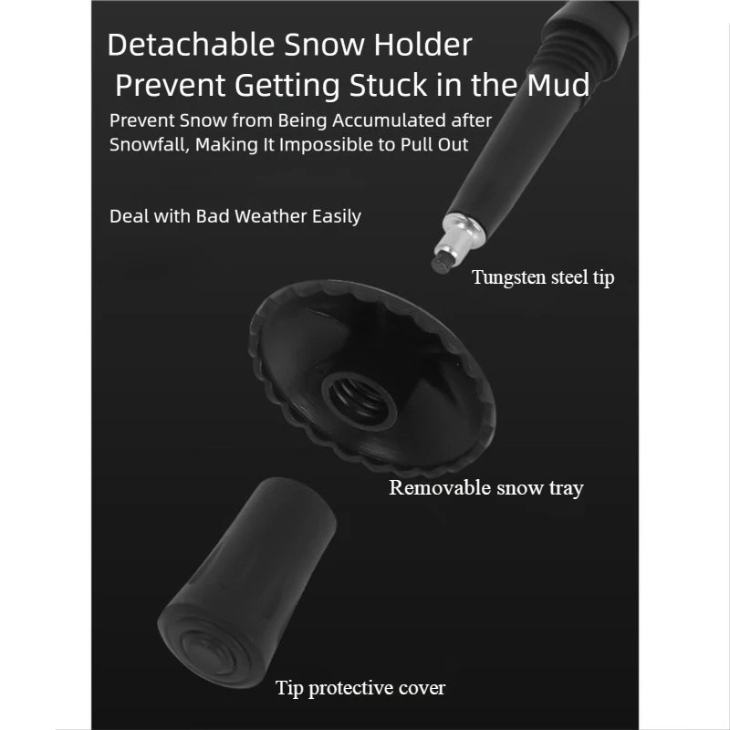 Ultra Light Hiking Camping Hiking Cane with Adjustable Length Aluminum Alloy Outdoor Hiking Handle Tungsten Steel Pole Tip