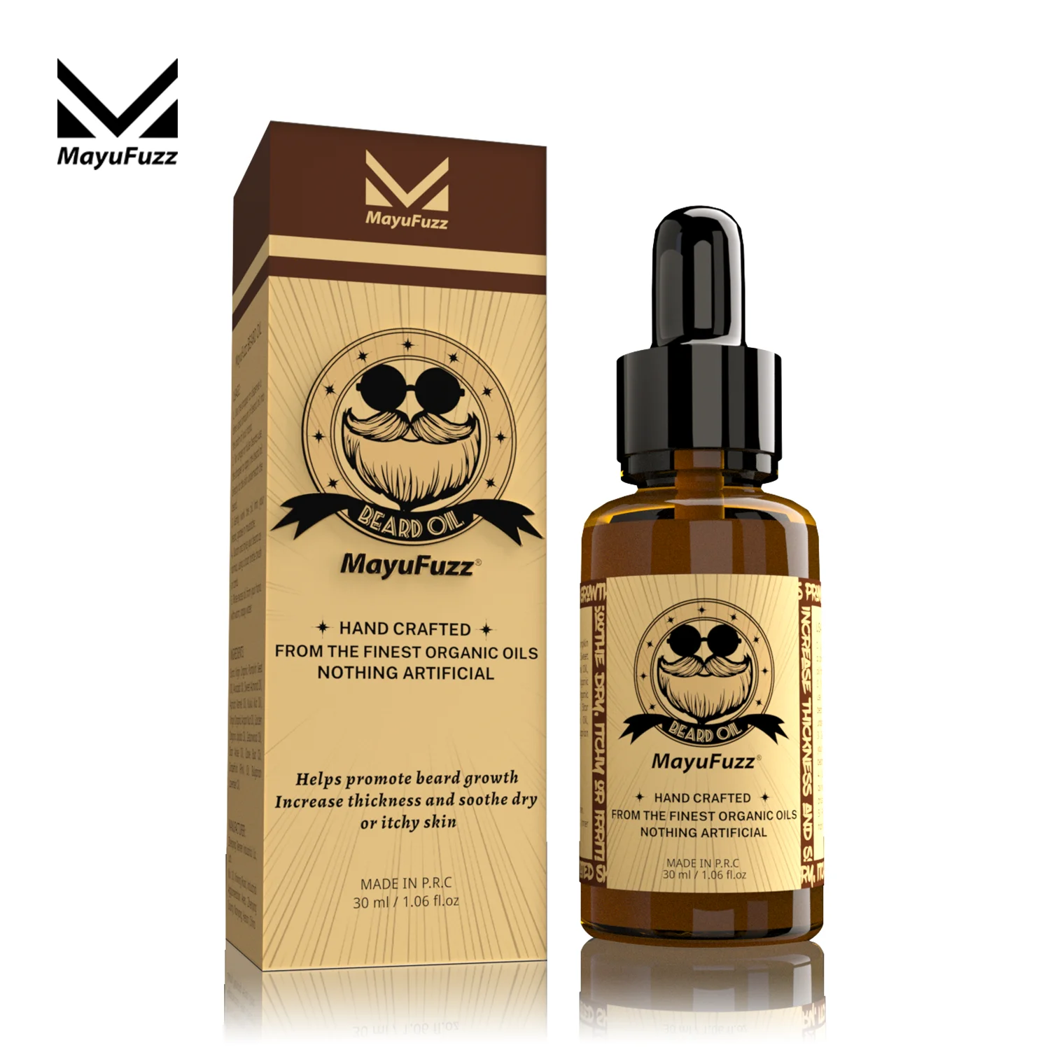 

Beard Growth Serum - Facial Hair Care Treatment for Men - Increases Beard Thickness and Volume MayuFuzz