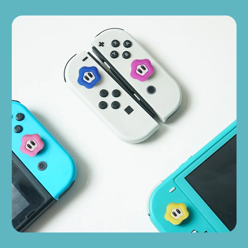 Star Flower Game Silicone Soft Thumb Stick Grip Cap Joystick Cover For Switch NS Oled/Lite Joy-con Controller Thumbstick Case