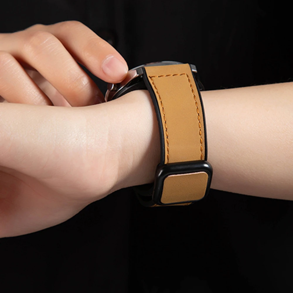 Universal Magnetic Leather Silicone Strap Bracelet, 20mm/22mm,